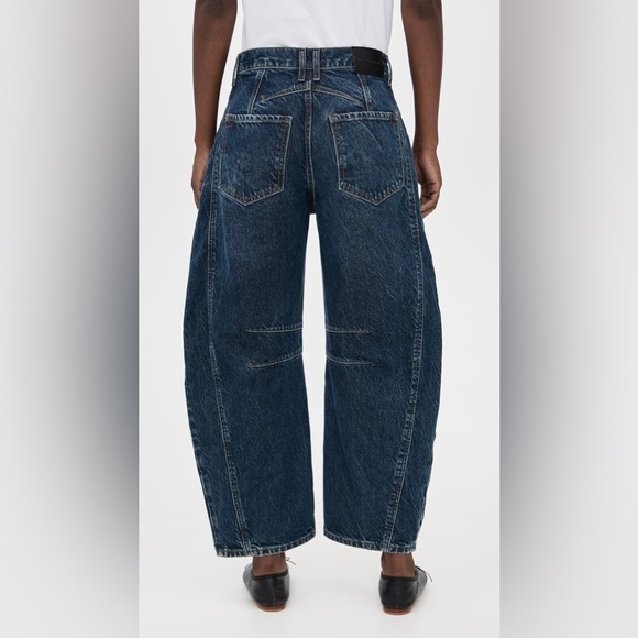 We The Free Good Luck Mid Rise Barrel Jeans Size 27 Dark Wash - Picture 2 of 14